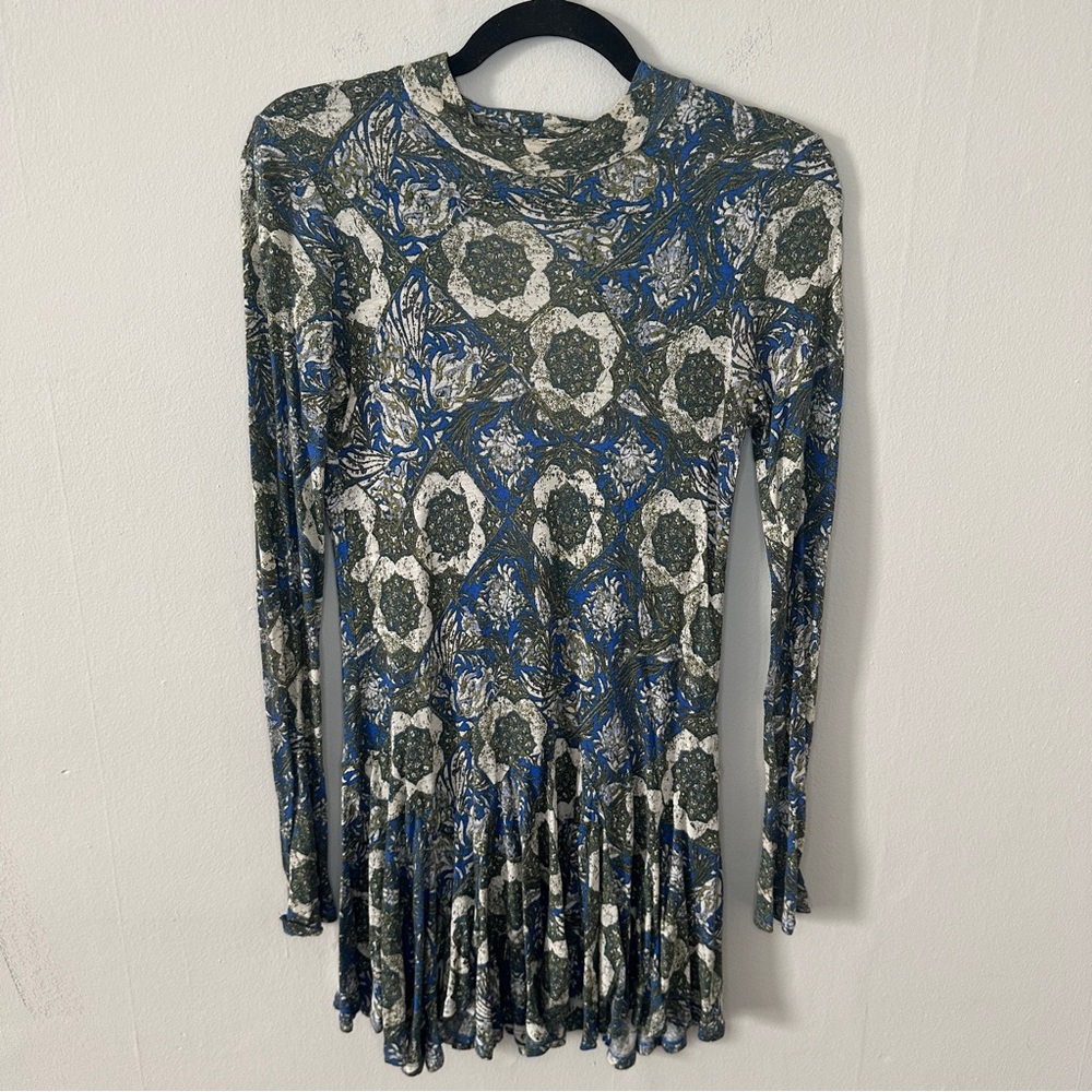 Free People Keyhole Long Sleeve Mini Skater Dress XS
